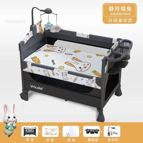 Foldable Baby Cradle Bed Multi-functional Children's Beds Portable Mobile Newborn Splicing Large Bed Modern Children's Furniture