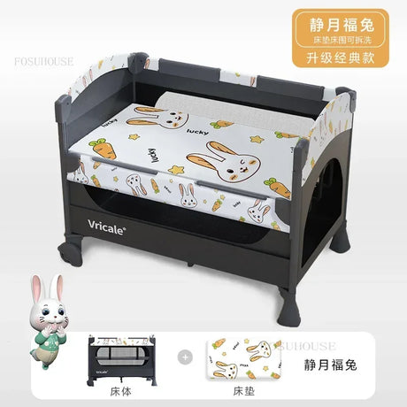 Foldable Baby Cradle Bed Multi-functional Children's Beds Portable Mobile Newborn Splicing Large Bed Modern Children's Furniture