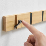 Foldable Bamboo Wall-mounted Clothes Hooks Door Hangers Household Coat Towel Hook Shelf Bathroom Hanging Rack