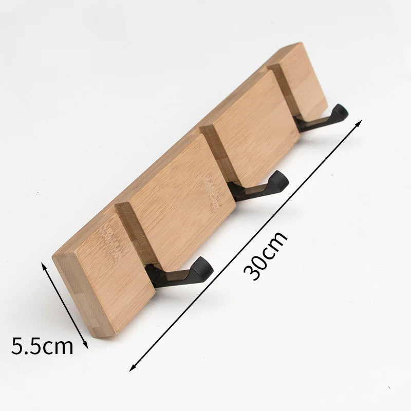 Foldable Bamboo Wall-mounted Clothes Hooks Door Hangers Household Coat Towel Hook Shelf Bathroom Hanging Rack