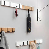 Foldable Coat Rack Bamboo Hat Hanger With Hook Wall-mounted Shelf Kitchen Toilet Wall Clothing Rack Sundries Storage Hooks