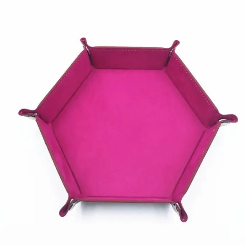 Foldable Dice Tray Box PU Leather Folding Hexagon Coin Square Tray Dice Game 6 Colors