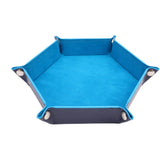 Foldable Dice Tray Box PU Leather Folding Hexagon Coin Square Tray Dice Game 6 Colors