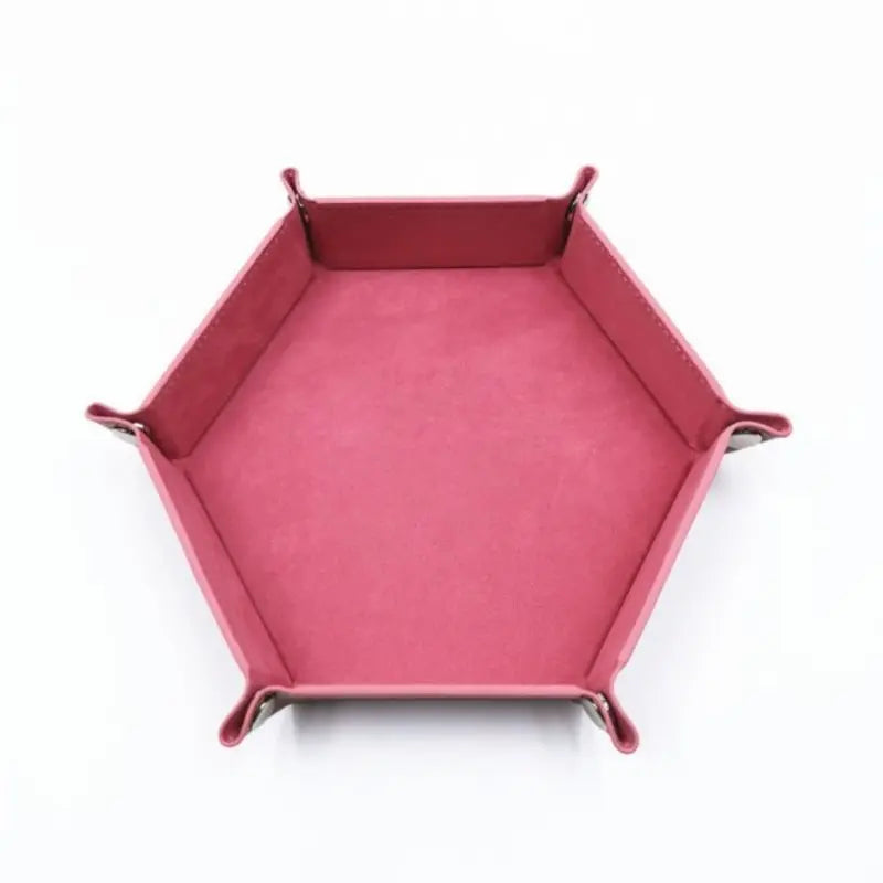 Foldable Dice Tray Box PU Leather Folding Hexagon Coin Square Tray Dice Game 6 Colors