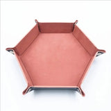 Foldable Dice Tray Box PU Leather Folding Hexagon Coin Square Tray Dice Game 6 Colors