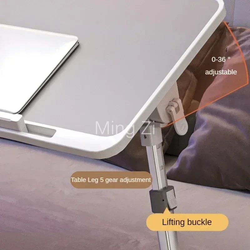 Foldable Lift Laptop Desk for Bed with Radiator Adjustable Stand Lap Table Breakfast Tray Desk with Drawer for Working Gaming