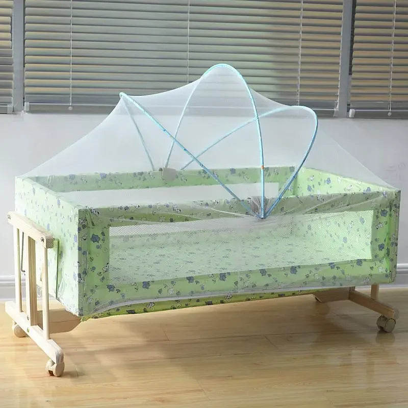 Foldable Shaker with Mosquito Net,Solid Wood Cradle Bed Can Swing,Baby Stroller,mobile Baby Carriage，Infant Crib,baby Nest Bed