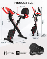 Folding Exercise Bike, Foldable Fitness Stationary Bike Machine, Upright Indoor Cycling Bike, Magnetic X-Bike with 8-Level