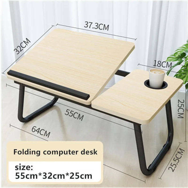 Folding Laptop Desk for Bed Portable Computer Tray for Sofa Table for Writing 4 Angles Adjustable Laptop Table with Cup Holder