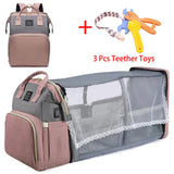 Folding Mommy Bag Lightweight Portable Folding Crib Bed Large-capacity Baby Backpack Female Mommy Outting Bag Mummy Bag