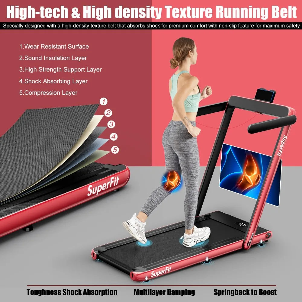 Folding Treadmill, Superfit Under Desk Electric Treadmill, Installation-Free with Remote Control, APP Control and LED Display