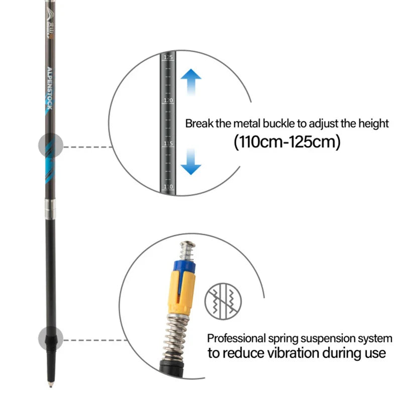 Folding Trekking Poles Ultralight Nordic Walking Stick  Hiking Telescopic Pole Adjustable Anti Shock  Sticks Climbing Running