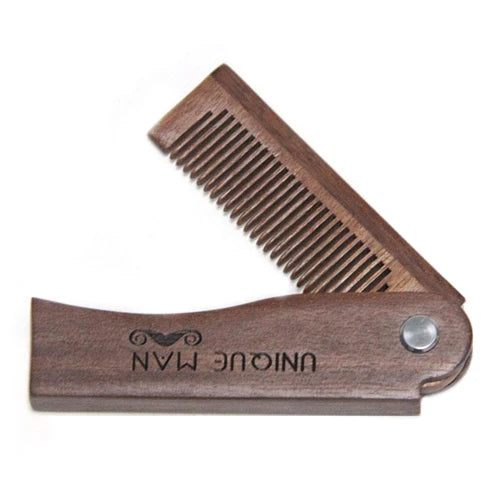 Folding Wood Beard Combs For Men Natural Sandalwood Beard Mustache Hair Comb Salon Barber Hairdressing Styling Tools Accessories