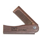 Folding Wood Beard Combs For Men Natural Sandalwood Beard Mustache Hair Comb Salon Barber Hairdressing Styling Tools Accessories