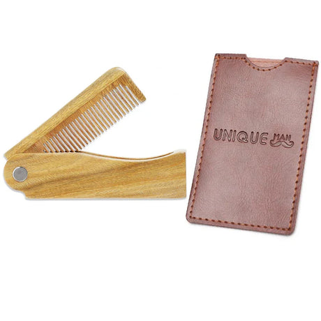 Folding Wood Beard Combs For Men Natural Sandalwood Beard Mustache Hair Comb Salon Barber Hairdressing Styling Tools Accessories