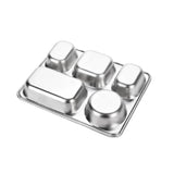 For Dinner Divided Plates Diet Food Control Kids Stainless Steel 5 Compartment Tray Divided Plate Restaurant Kitchen Tableware