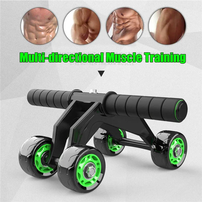 Four Wheeled Abdominal Wheel Ab Roller Non-slip Arm Waist Exercise Core Workout Muscles Training Body Building Fitness Equipment