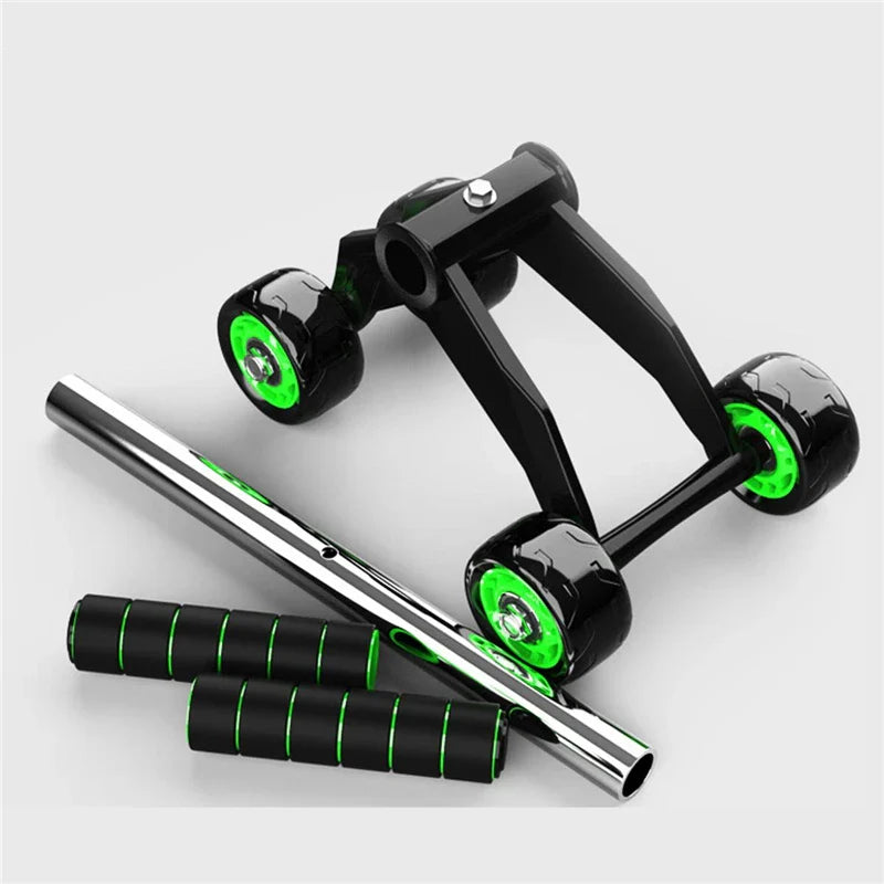 Four Wheeled Abdominal Wheel Ab Roller Non-slip Arm Waist Exercise Core Workout Muscles Training Body Building Fitness Equipment