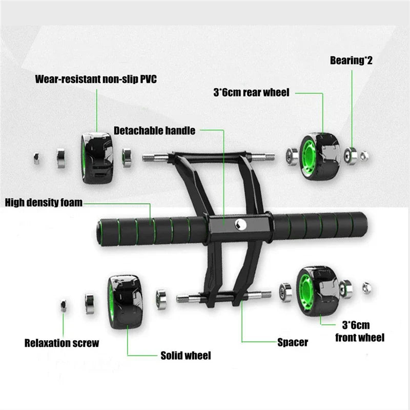 Four Wheeled Abdominal Wheel Ab Roller Non-slip Arm Waist Exercise Core Workout Muscles Training Body Building Fitness Equipment