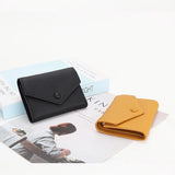 Free Custom Genuine Leather Women's Foldable Cowhide Short Wallet Fashion Envelope Triple Fold Purse Wallet