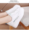 Fujin 7cm Microfiber Leather Women Casual Shoes White Platform Wedge Hidden Heel Shoes White Shoes Chunky Sneakers Skateboard