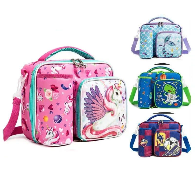 Functional Pattern Cooler Lunch Box Fresh Portable Insulated Oxford Lunch Bag Thermal Food Picnic Lunch Bags for Girls Kids