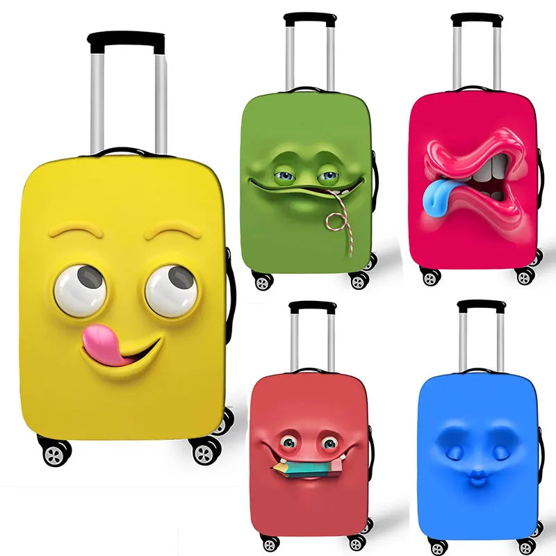 Funny Expression  Printed Suitcase Cover Ladies Travel Out Elastic Luggage Protective Cover Dust Cover Luggage Case