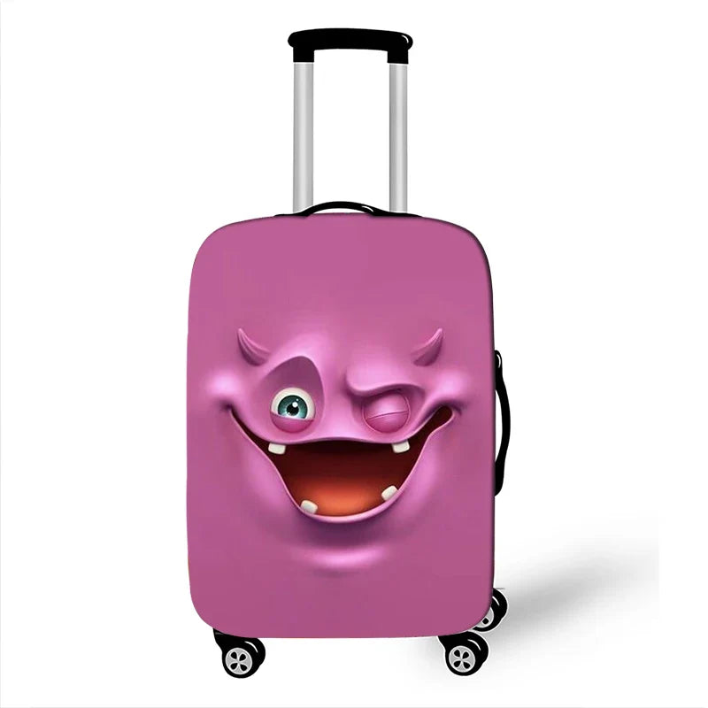 Funny Expression  Printed Suitcase Cover Ladies Travel Out Elastic Luggage Protective Cover Dust Cover Luggage Case