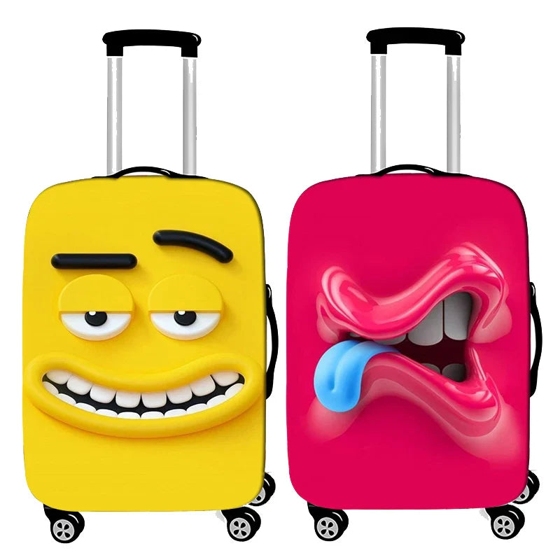 Funny Expression Travel Suitcase Dust Cover Luggage Protective Cover for 18-32 Inch Trolley Case Dust Cover Travel Accessories