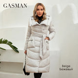 GASMAN 2023 Fashion Parkas Women's Casual Hooded Pocket Belt Women Down Jacket Female Coats Outwear 82032