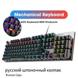 GK410 104 Keys Metal Panel Mechanical Keyboard RGB Light green black tea axis esports full non-impact game computer keyboard