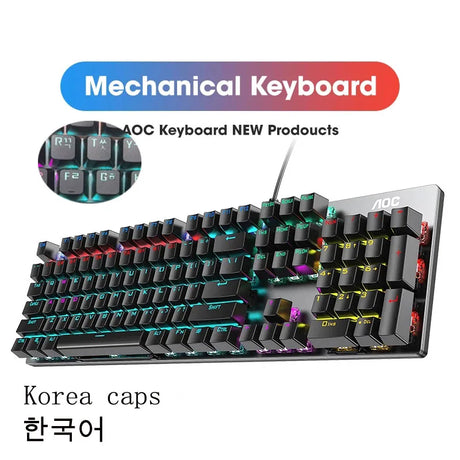 GK410 104 Keys Metal Panel Mechanical Keyboard RGB Light green black tea axis esports full non-impact game computer keyboard