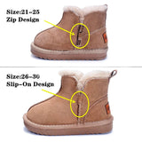 GT-CECD New Winter Children Snow Boots Genuine Leather Girls Boots Warm Plush Boy Shoes Fashion Kids Boots Baby Toddler Shoes