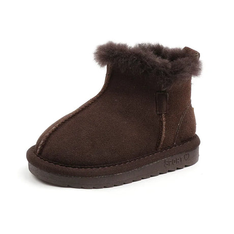 GT-CECD New Winter Children Snow Boots Genuine Leather Girls Boots Warm Plush Boy Shoes Fashion Kids Boots Baby Toddler Shoes