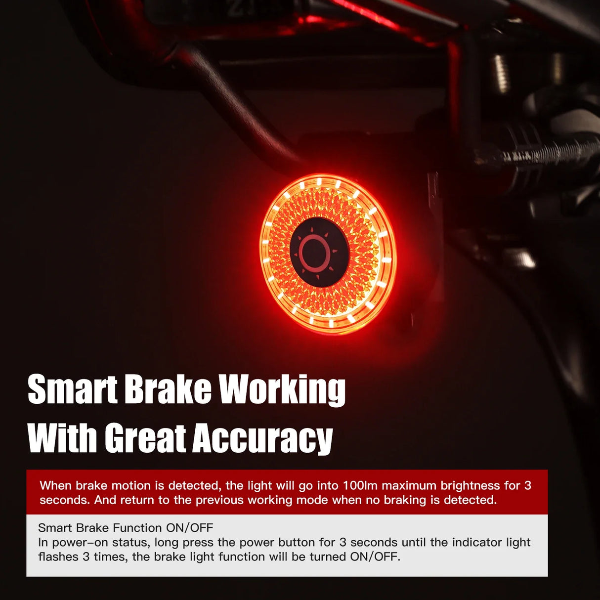 Gaciron Bike Lights,100lm High Brightness Bike Rear Light with Brake Sensor,Aluminum alloy Magnetic Bicycle Saddle Taillight