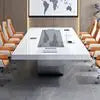 Gaogle Conference Table Price Paint Baking Veneer Microphone White Conference Modern Meeting Table And Chairs Set Extendable