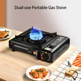 Gas Stove Portable Dual Use Camping BBQ Kitchen Hiking Outdoor Cooking Butane Gas Burner Boiler Cassette Stove Picnic Equipment