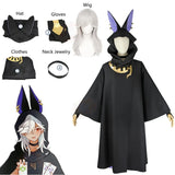 Genshin Impact Cyno Cosplay Black Cloak Hat Gloves White Wig Cosplay Anime Cosplay Halloween Costumes Carnival Party Set