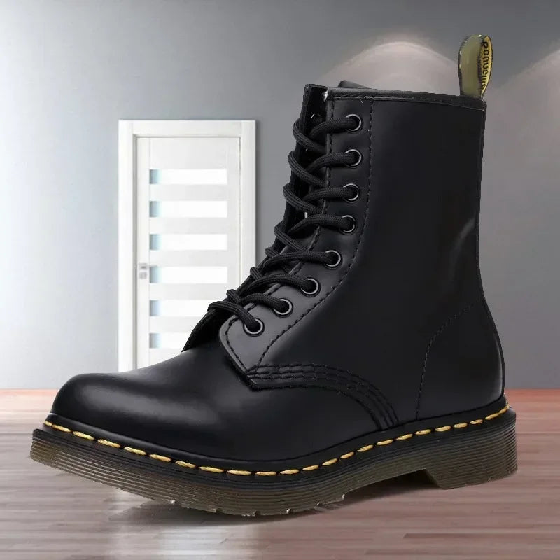 Genuine Leather Boots for Men Martens Ankle Boots Hight Trendy Quality Women Leather Boots Thick Sole Motorcycle Shoes 2024 New