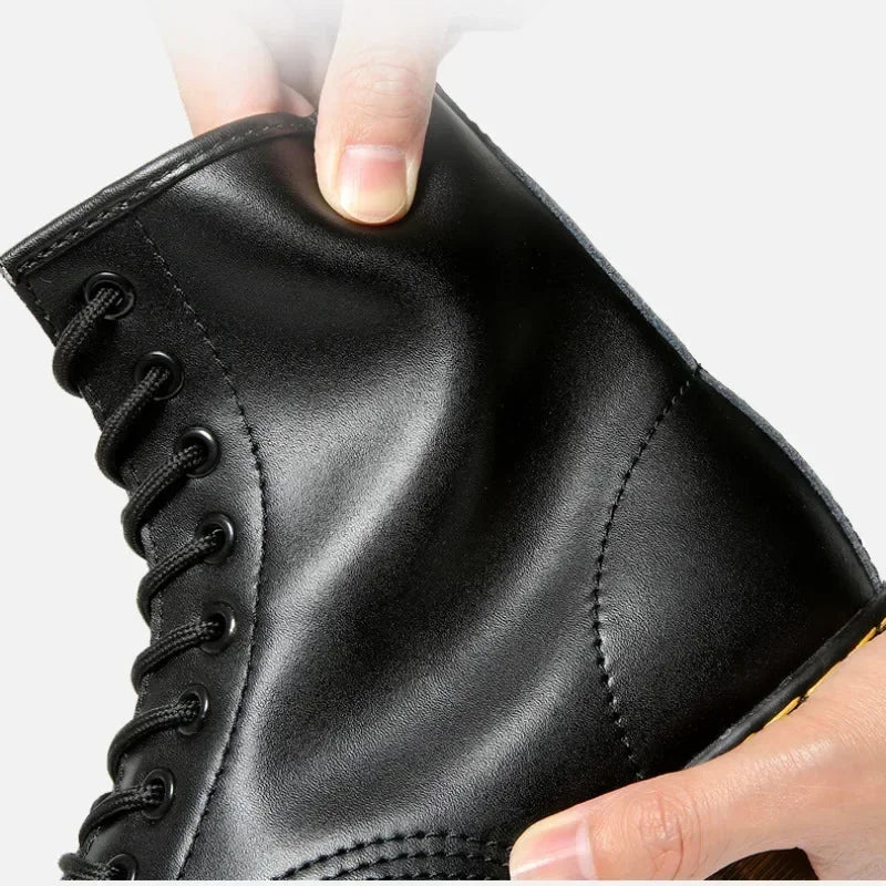 Genuine Leather Boots for Men Martens Ankle Boots Hight Trendy Quality Women Leather Boots Thick Sole Motorcycle Shoes 2024 New