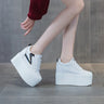 Genuine Leather Hidden Heel Thick Bottom Women's Sports Shoes White Luxury Designer Sneaker Female Casual Chic and Elegant Shoes