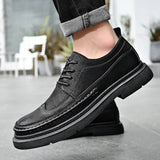 Genuine Leather Men Casual Shoes Luxury Men Oxfords Shoes British Style Brogue Shoes Lace-up Men Leisure Shoes Plus Size 38-46