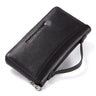 Genuine Leather Men Clutch Wallet  Brand Male Card Holder Long  Zipper Around Travel Purse With Passport Holder 6.5" Phone Case