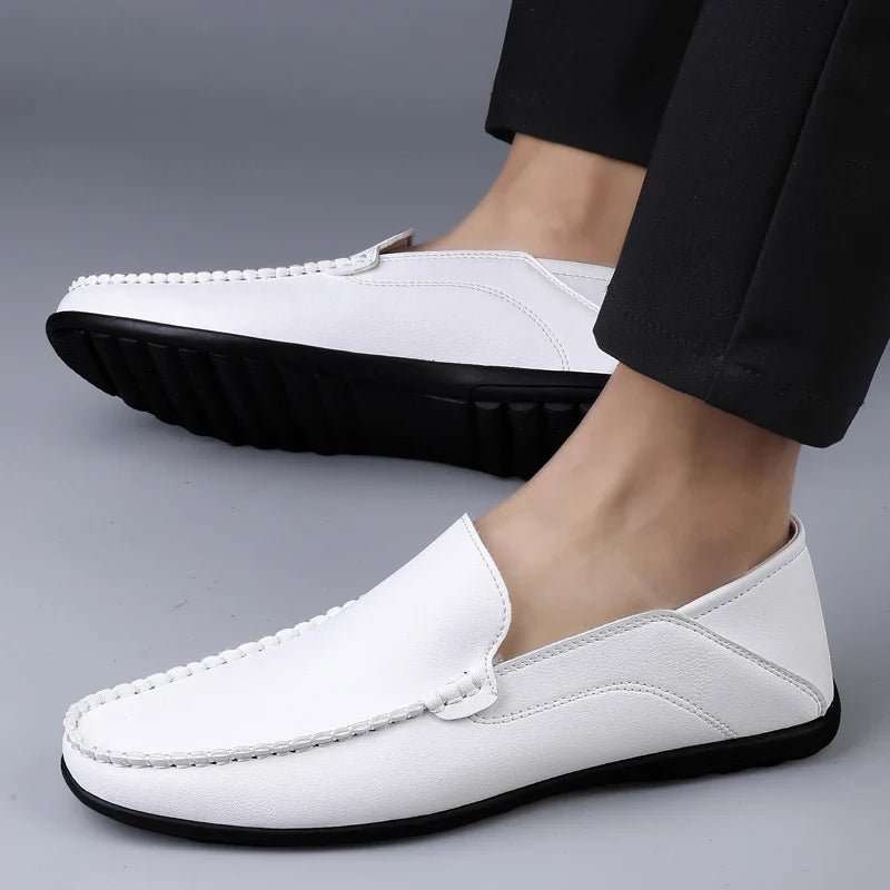 Genuine Leather Men Shoes Casual Luxury Formal Mens Loafers Moccasins Italian Breathable Slip on Male Boat Shoes Plus Size 46 47