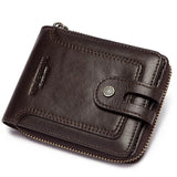 Genuine Leather Men's Wallet Business RFID Blocking Credit Card Holder for Women Travel Small Purse with Hasp Fold Coin Pocket