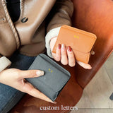 Genuine Leather Wallets For Women Custom Initials Cowhide Coin Purse Card Bag Engrave Name DIY Gift Luxury Small Lady Wallet