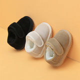 Genuine Leather Winter Baby Shoes Warm Plush Toddler Boys Girls Cotton Shoes Rubber Sole Outdoor Tennis Fashion Little Kids Boot