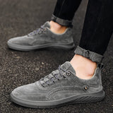 Genuine Suede Leather Men Loafers Casual Shoes Men's Sneakers Lace Up Oxford Shoes Outdoor Jogging Shoes Large Size 38-47