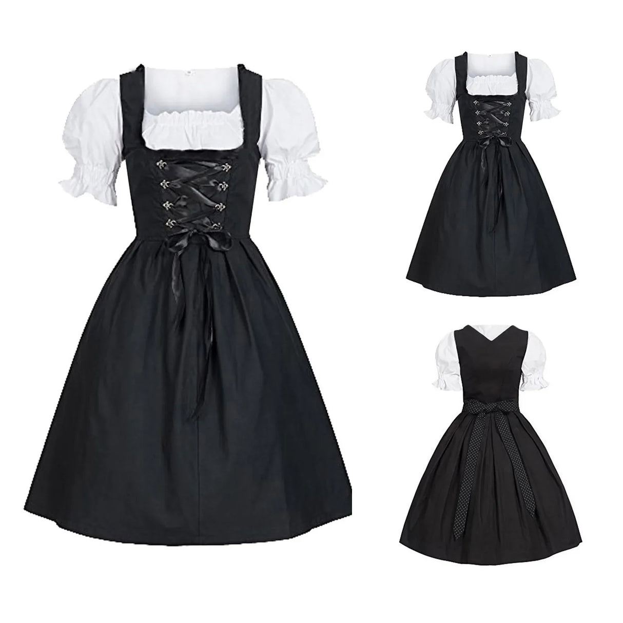 German Ladies Beer Maid Dirndl Bavarian Oktoberfest Dress with Apron Costumes Party Halloween Fancy Dress Plus Size Party Dress