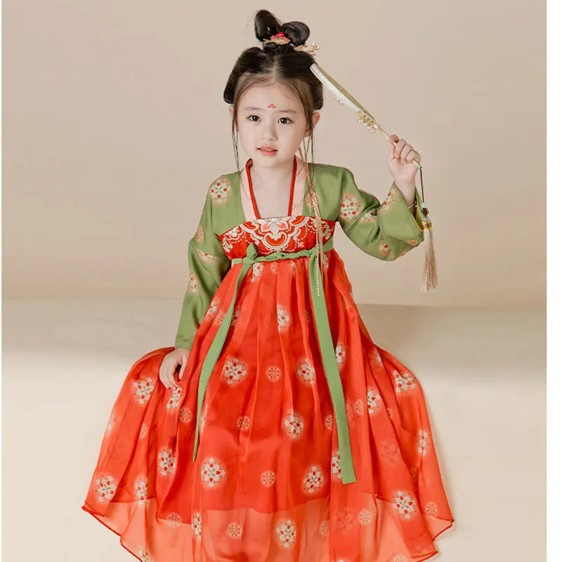 Girls Ethnic Dress Set Bollywood Indian Salwar Kids Performance Cosplay Costume Carnival Outfit